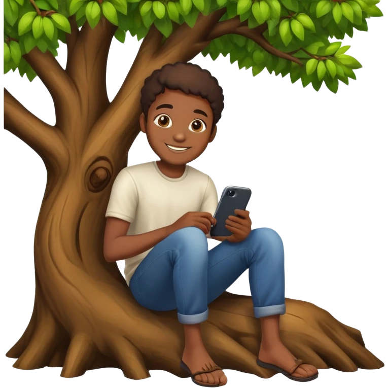  un jeune africain assis sur un arbre emoji