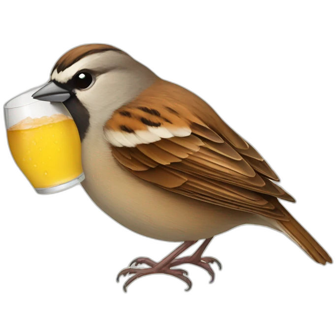 Sparrow drinking cidre emoji
