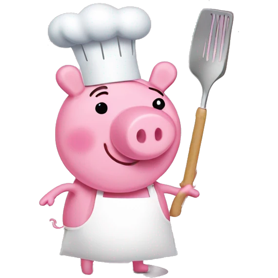 Peppa pig with a sharp cooking utensil emoji