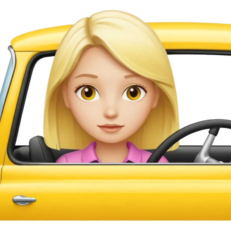 blonde girl in bright yellow car emoji
