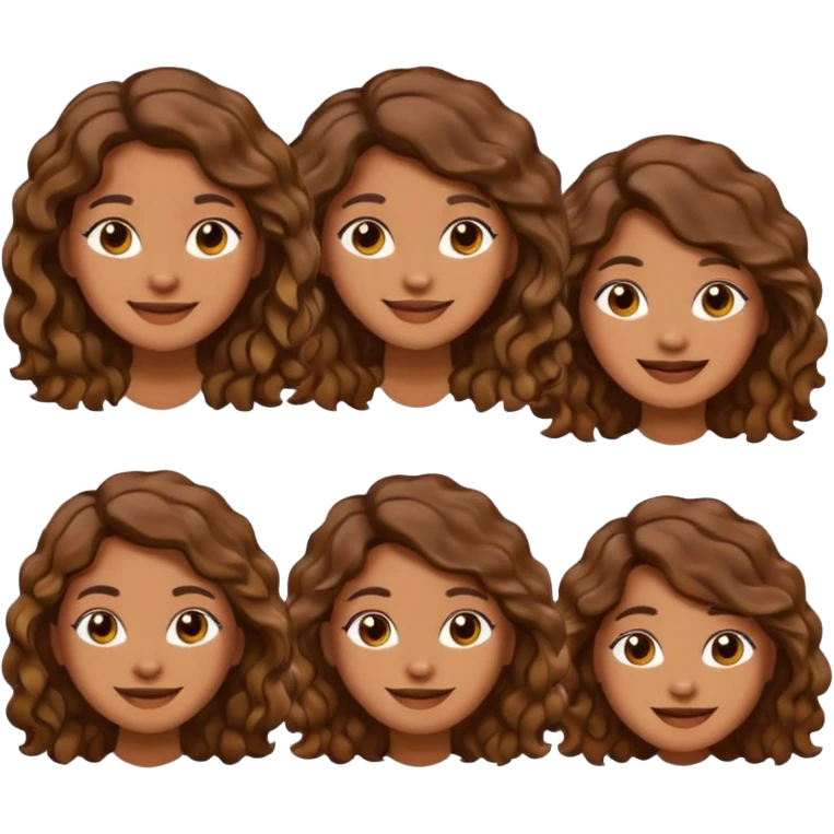 Emojis de uma mulher parda, com cabelo ondulado de várias formas emoji