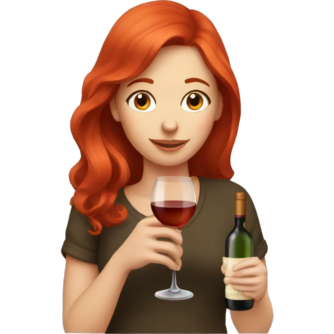 red headed girl drinking wine  emoji