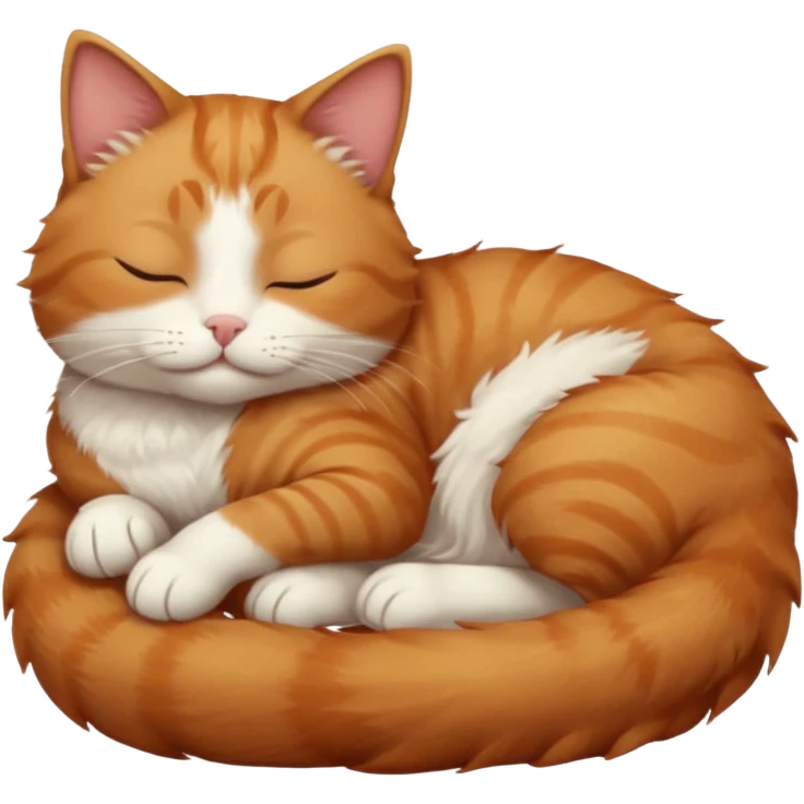 ginger and white small cat eyes closed lying down in weird position emoji