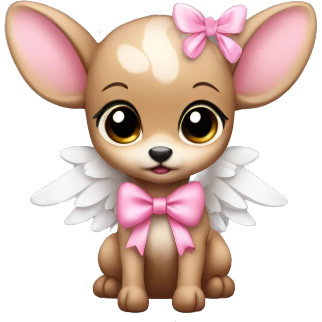 Baby fawn with pink bow and angel wings emoji