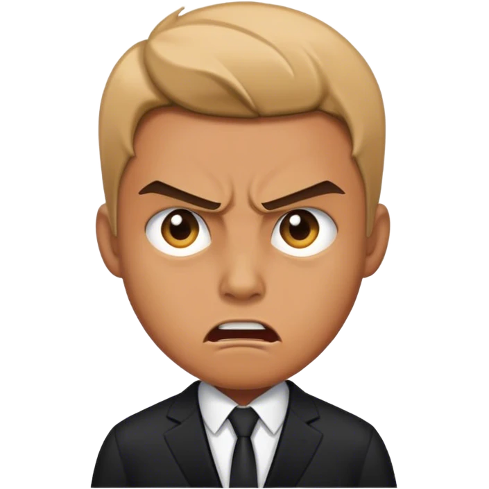 segurança de terno preto, furioso emoji