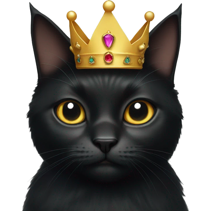 black cat wearing a crown emoji