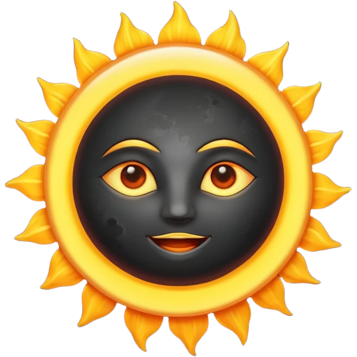 Eclipse – Dark moon covering sun, glowing corona emoji