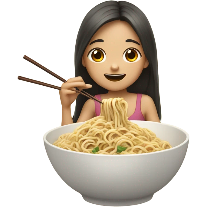 Girl eating noodles emoji
