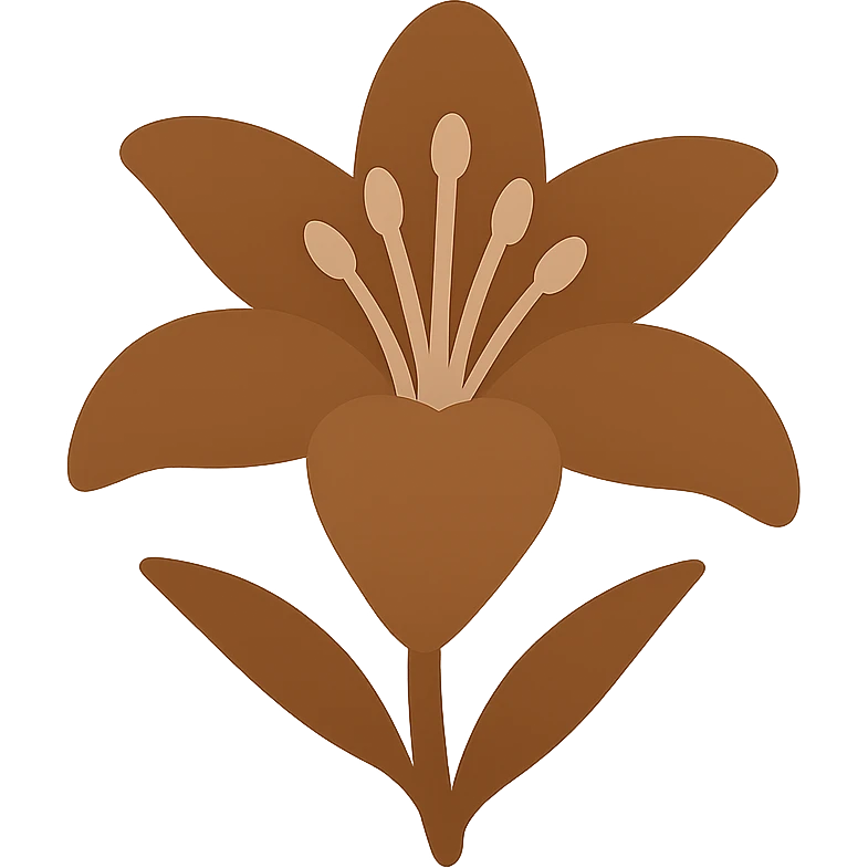 a brown lily flower, minimal flat icon, modern style emoji