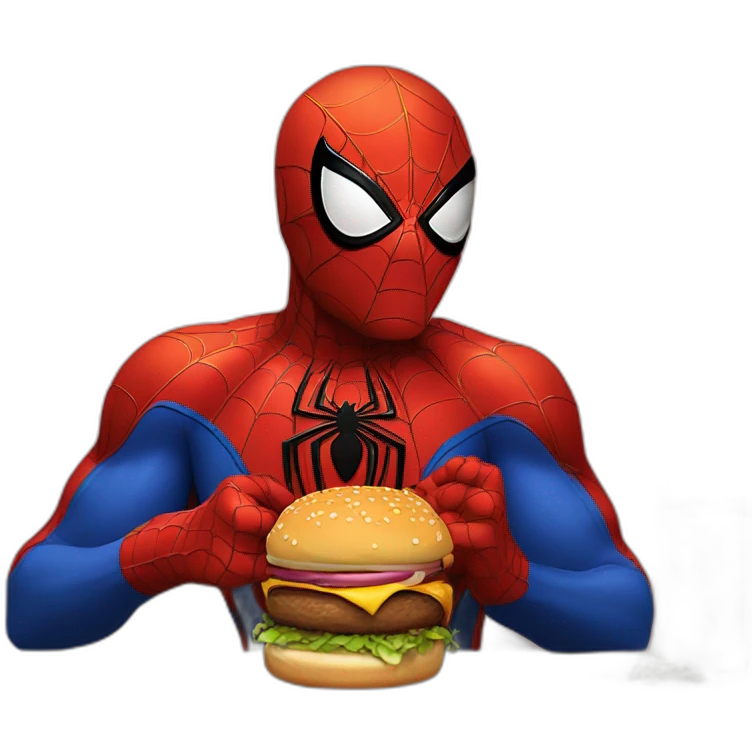 Spider-Man eating hamburger emoji