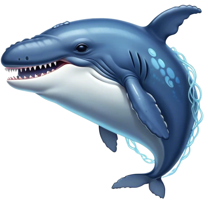 Meme-Worthy Singing Humpback Whale Portrait Emoji, Mouth open wide in a dramatic, melodious pose, showcasing a deep blue-gray body with barnacle accents and an expressive, soulful gaze, Simplified yet artistically graceful features, highly detailed, glowing with a soft, magical marine aura, high shine, enchanting and full of life, stylized with an air of deep-sea wonder, soft glowing outline, capturing the essence of a majestic humpback whale mid-song, resonating with the beauty of the ocean's ancient melodies! emoji