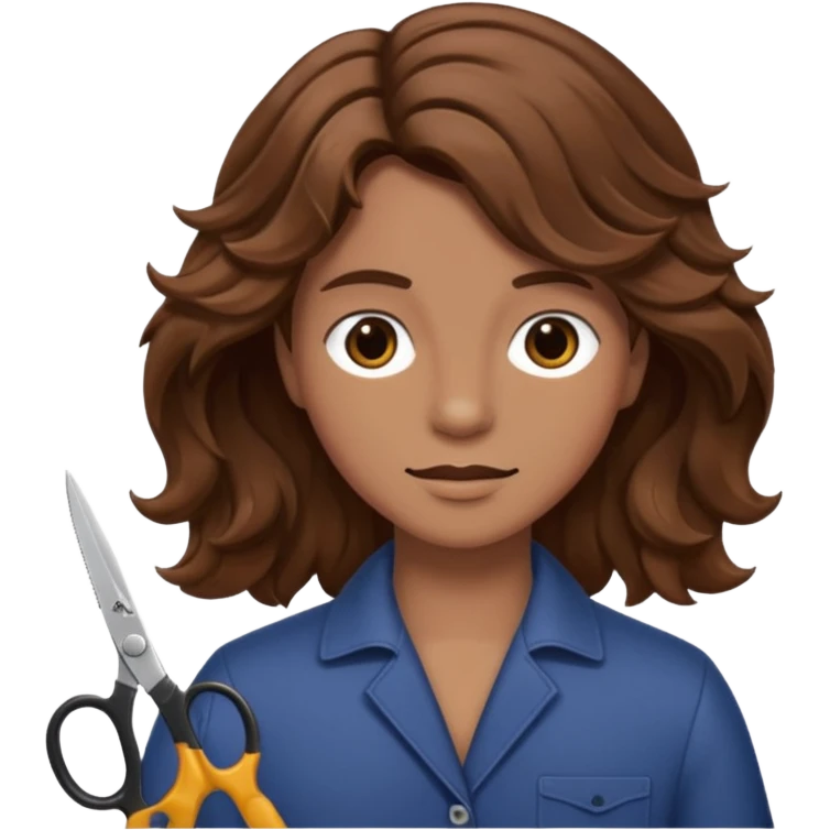 Brown wavy hair cut with scissors emoji