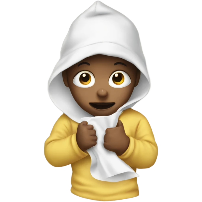 Baby throwing up signs with a mask  emoji