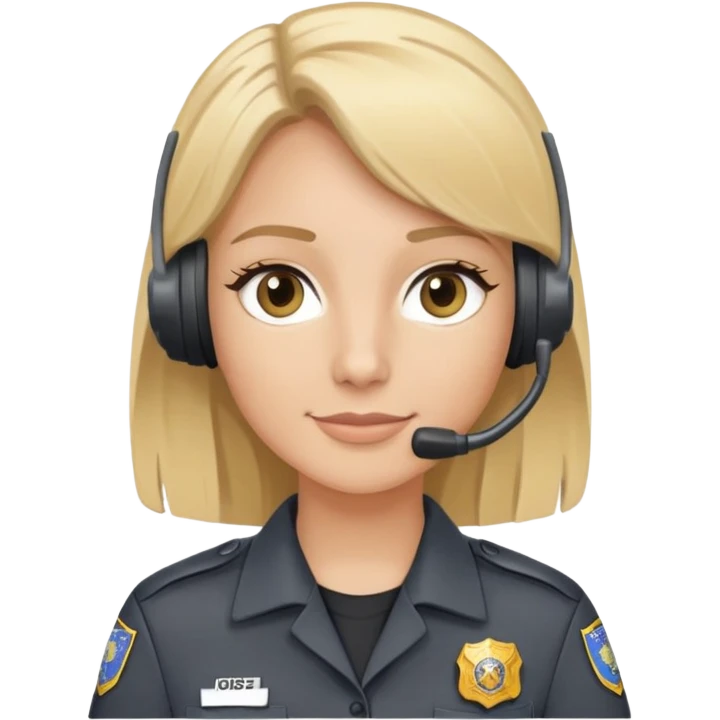 911 dispatcher dark gray uniform blonde hair gray eyes emoji