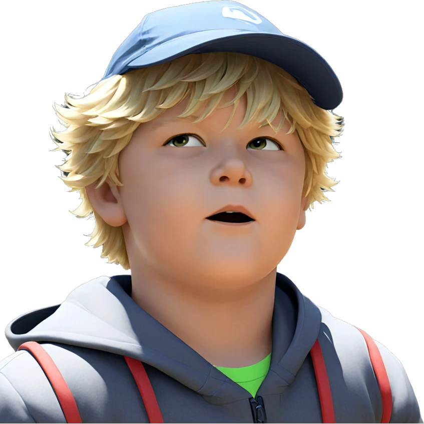 blonde boy in outdoor portrait emoji
