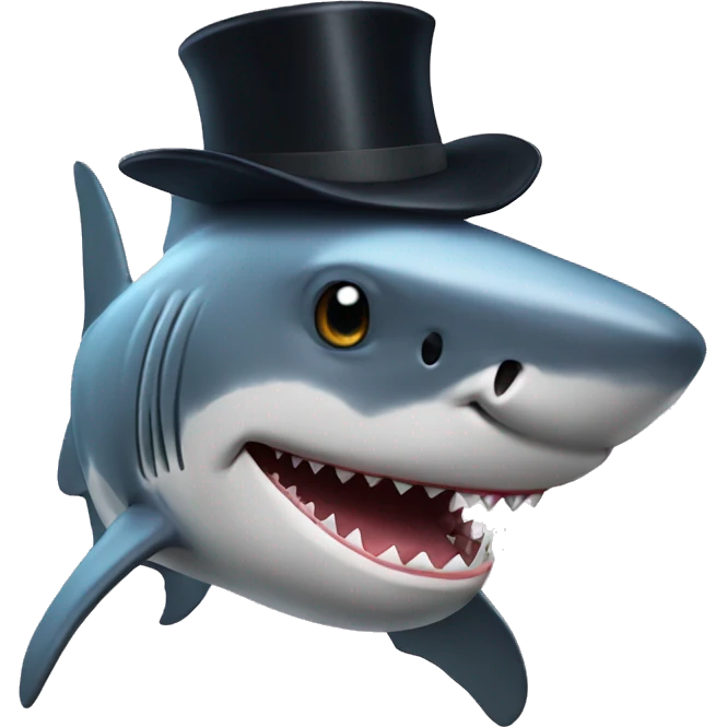 Shark with a top hat emoji