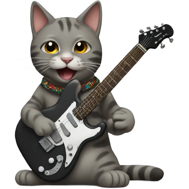 cat playing a rock guit emoji