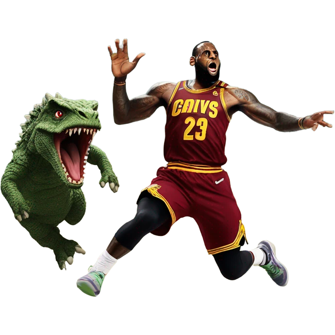 LeBron James jumping over Godzilla  emoji