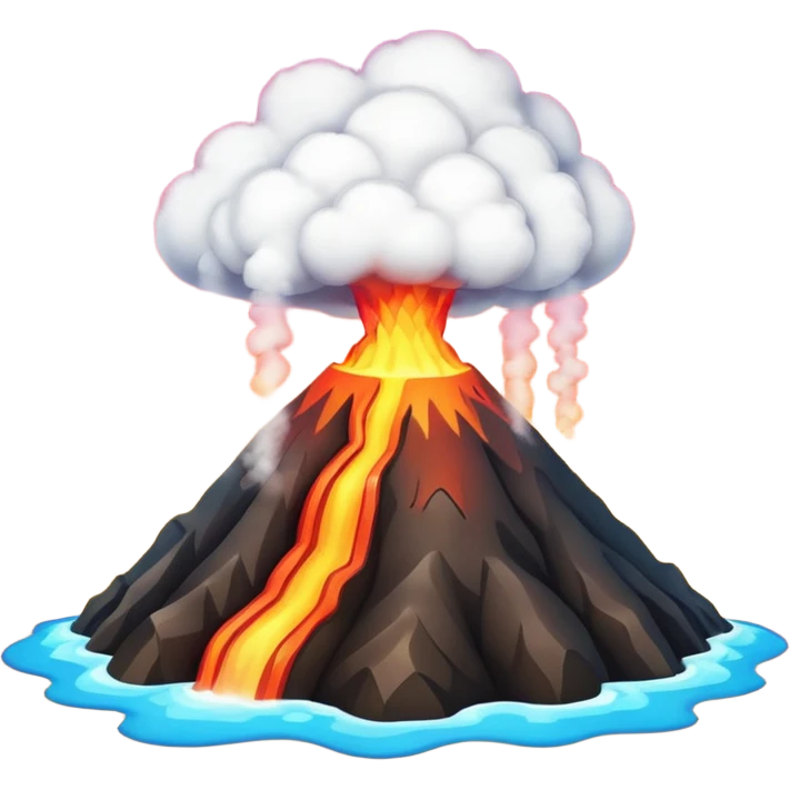 geothermal energy emoji with volcano and steam emoji