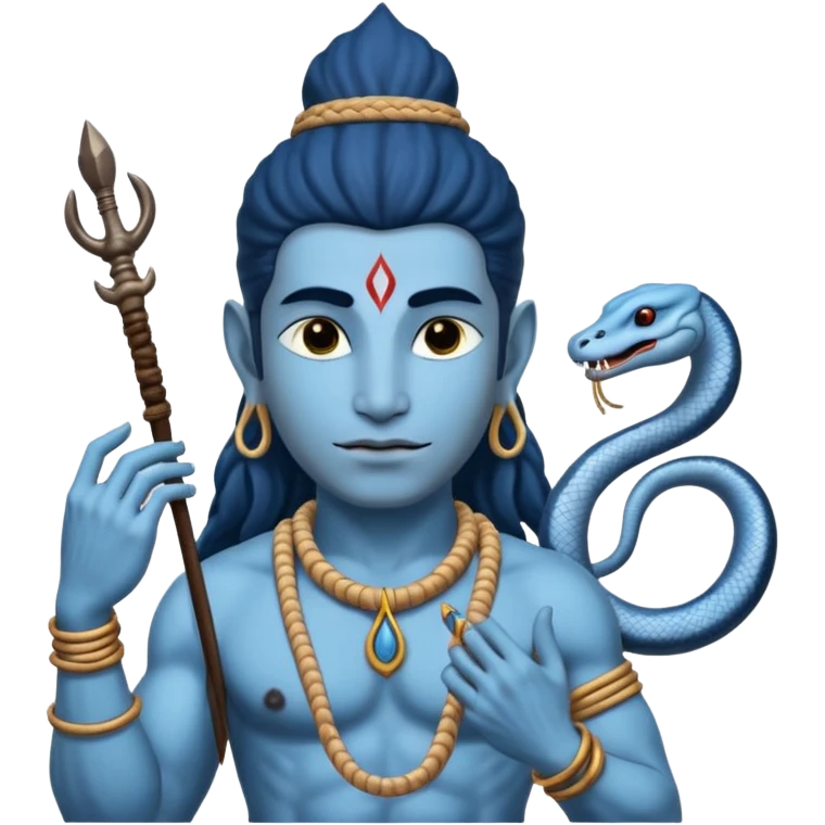 Mahadev real god  shiv not like cartoon  blue body and trishul and and had damru and nack around sanke  emoji