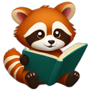 A red panda reading a book emoji
