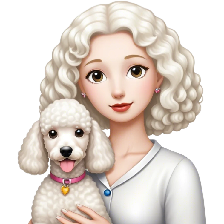 White Standard Poodle and Women emoji