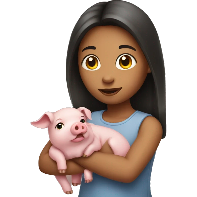 girl holding a pig  emoji