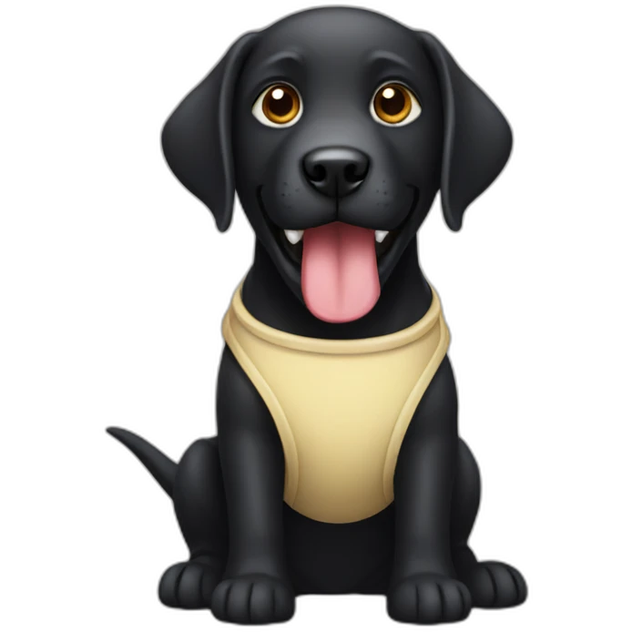 a black labrador with a dinosaur costume emoji
