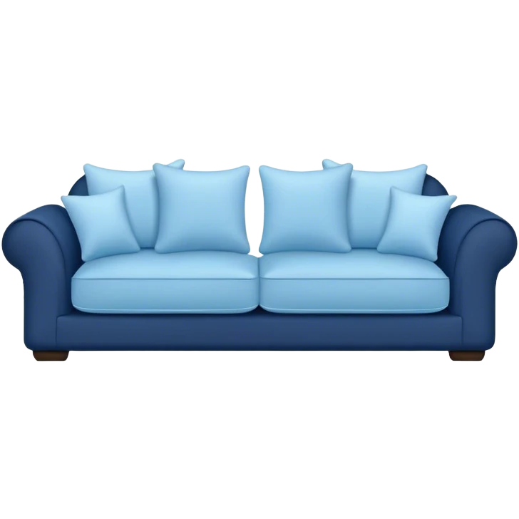 Modern sofa in navy blue with baby blue cushions emoji