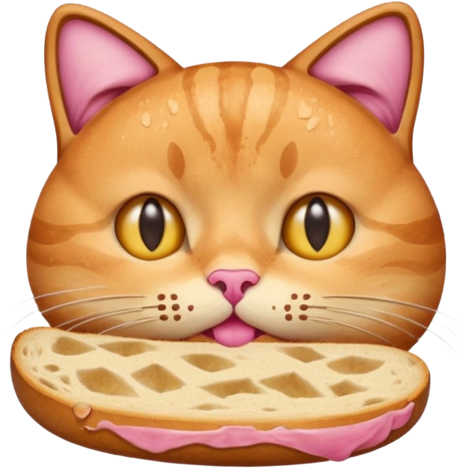 Pink cat drooling over sourdough bread  emoji