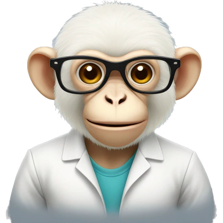 Albino monkey with run glasses emoji