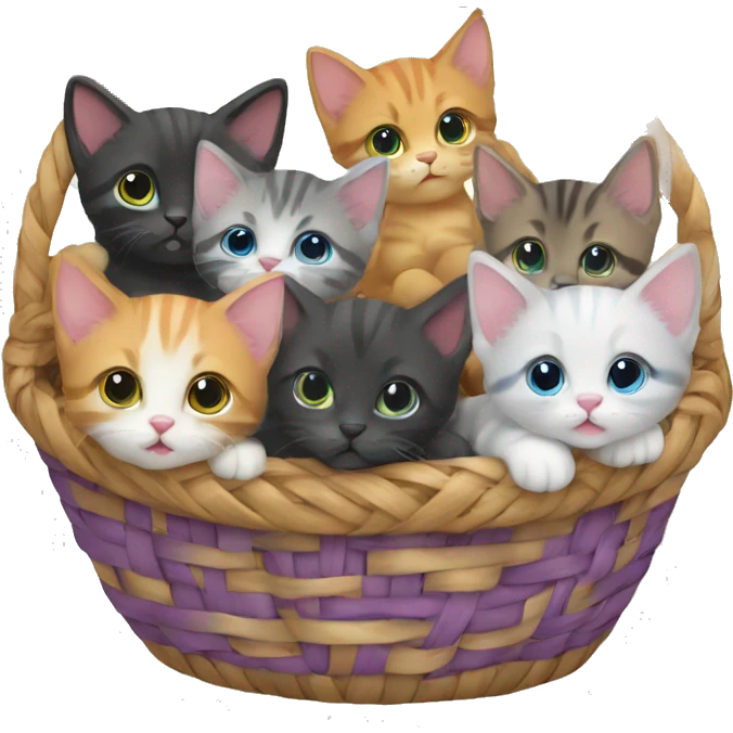 basket of different colored cute kittens  emoji