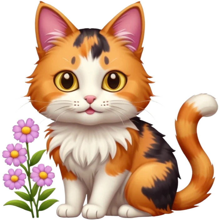 котик  з квітами  emoji