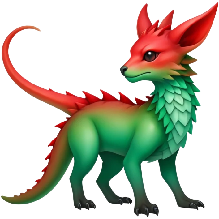 Cool Edgy Green-Red-gradient ethereal badass Fionbri-Vernid-Trico-animal-creature full bodyd emoji
