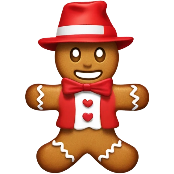 Gingerbread man wearing red MAGA hat emoji