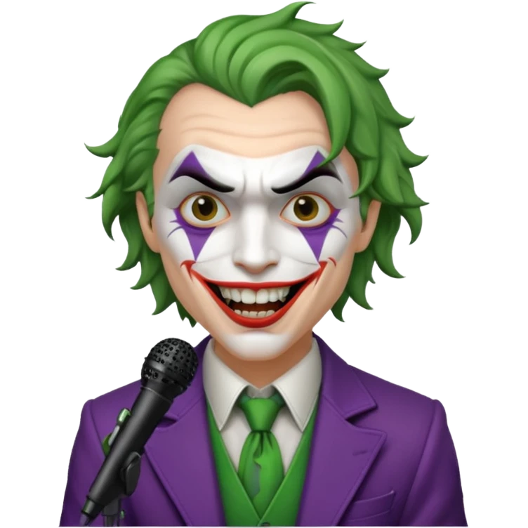 joker with, microphone, singing emoji