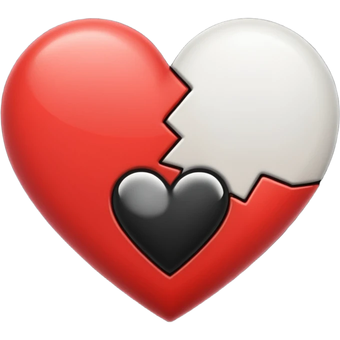 A heart thats is half white and half black emoji emoji