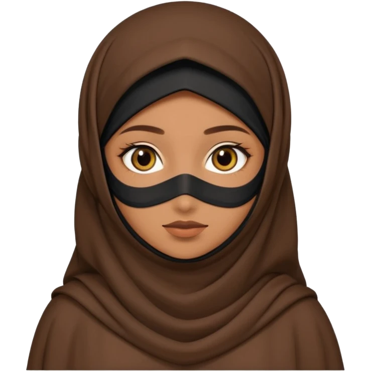 Muslim girl with niqab, brown dress emoji
