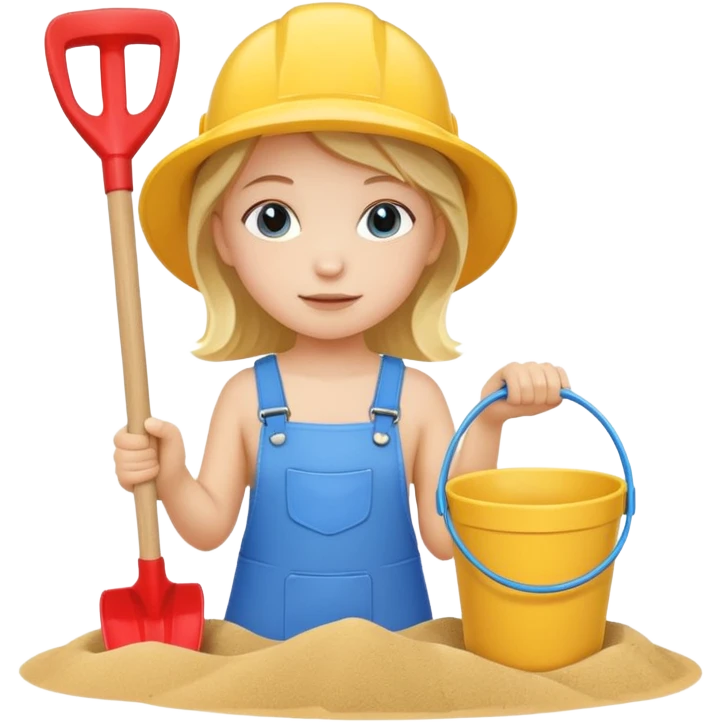 kid girl with toy sand bucket and shovel emoji