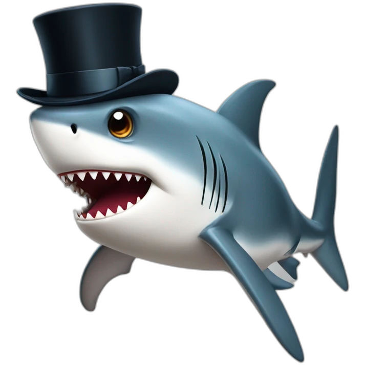 Shark with a top hat emoji