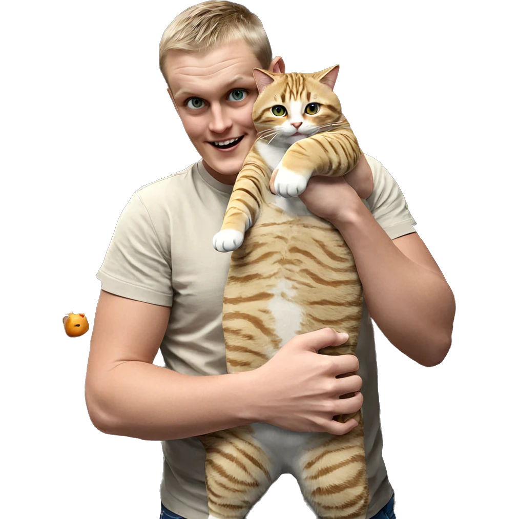 happy boy with cat indoors emoji