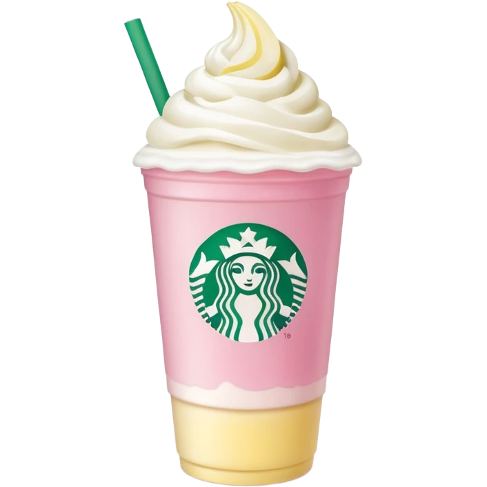 Pink Starbucks drink with banana cold foam  emoji