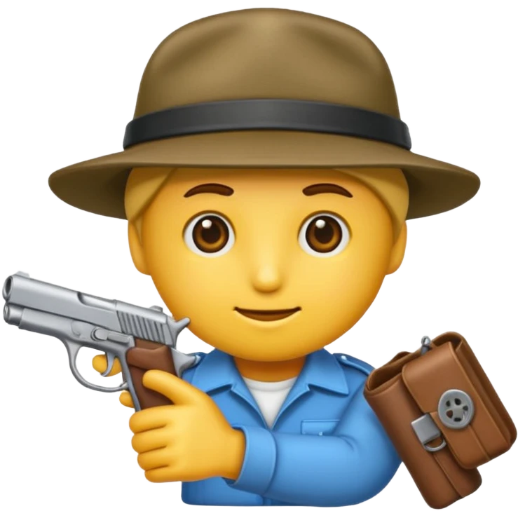 Un emojis con una gorra de lado una pistola y lanbro emoji