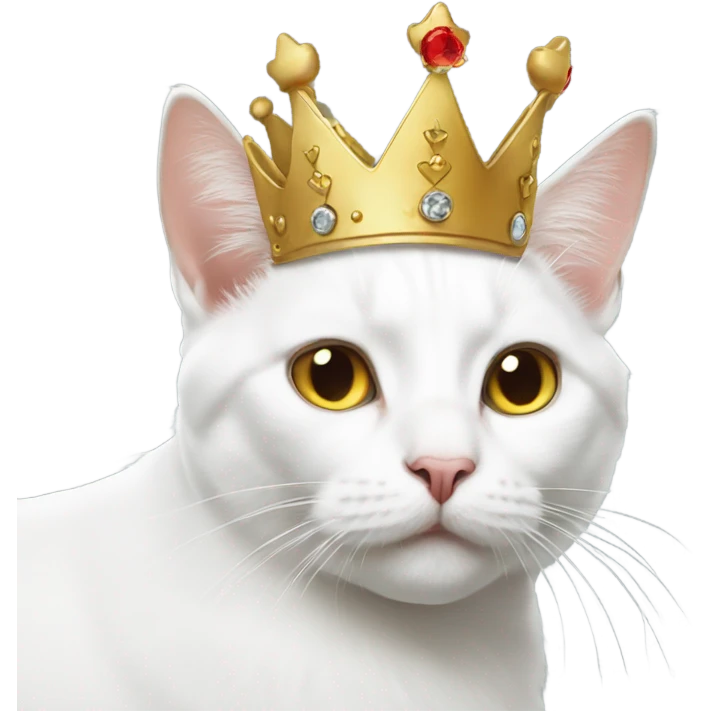 White cat wearing a crown  emoji