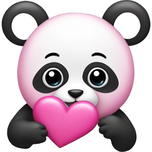 pink panda holding a pink heart  emoji