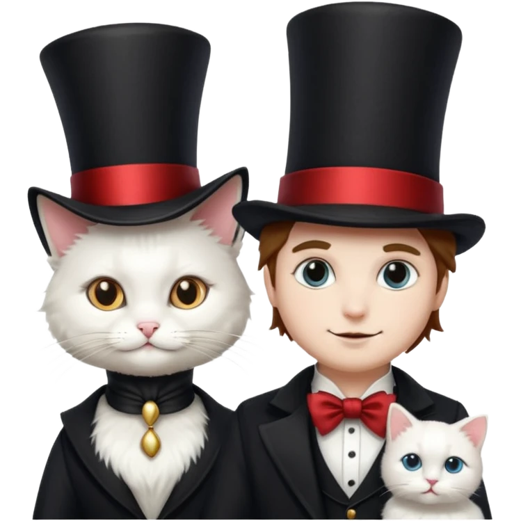 magician couple and their pet cat emoji