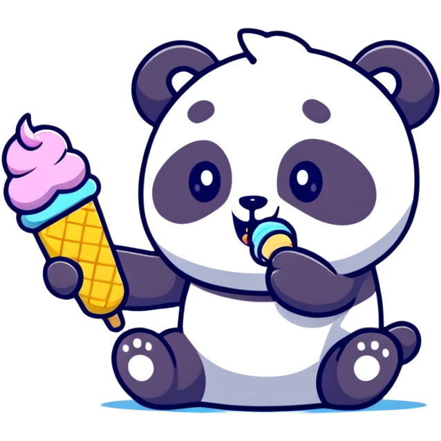 Panda eating ice cream emoji