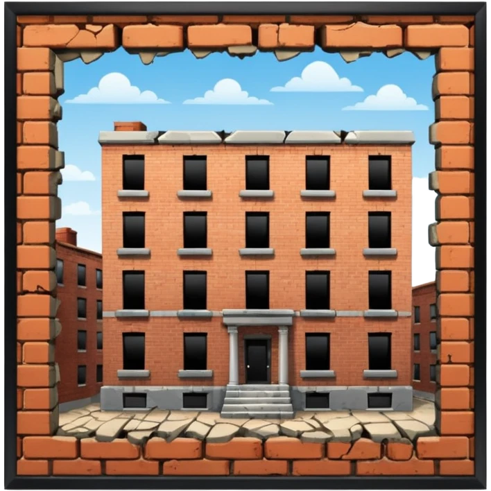 Apartment that is cracking and collapsing emoji