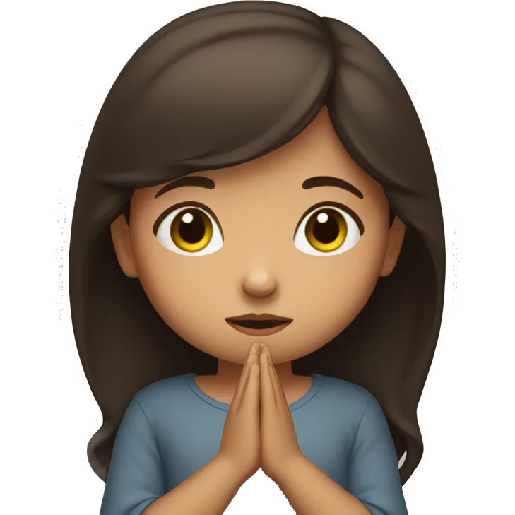 little brunette girl praying emoji