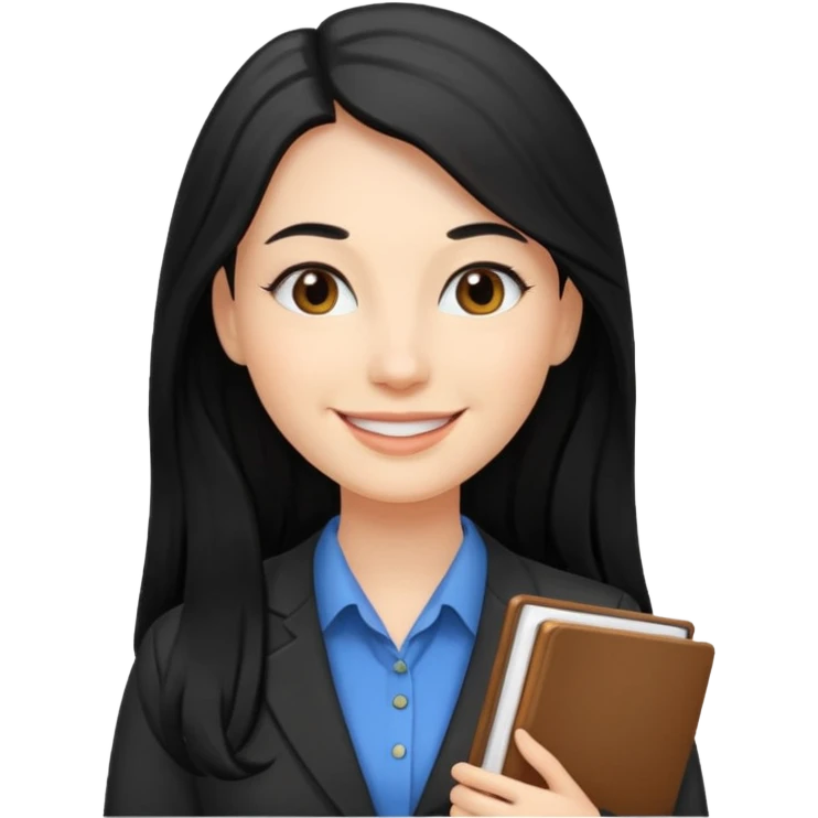 Women, professionals, teachers, black long hair emoji